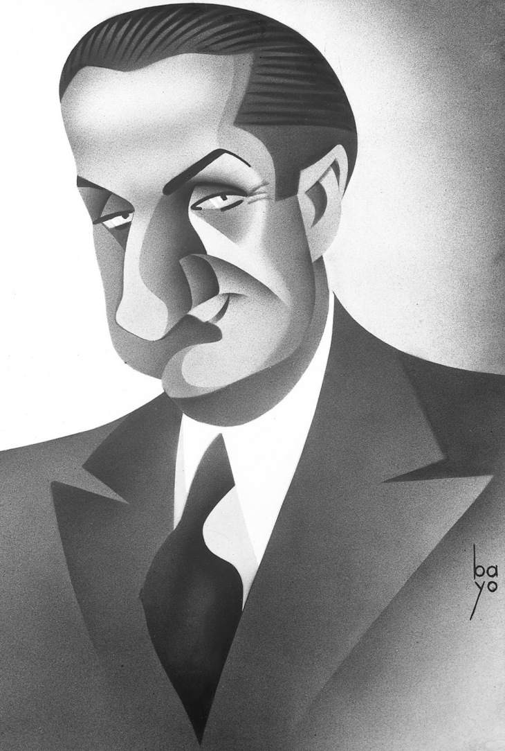 José Demaría Vázquez “Campúa” retratado en los años 30 por el dibujante Manuel Bayo Marín